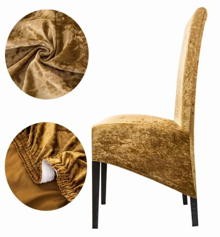 Housse de chaise en velours brillant, en Spandex, taille XL, extensible, pour siège élastique, pour salle à manger, avec dossier, 2020, 9020851