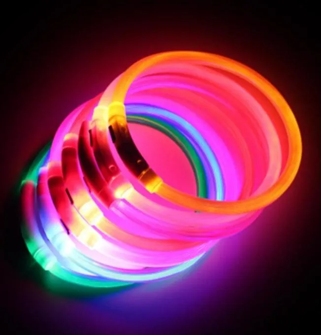 Dog Collars Leashes Pet Luminous Rechargeable Flashing Night Collar Leash LED Light USB Charging Dogs Glowing Teddy Flash Pets P2630253