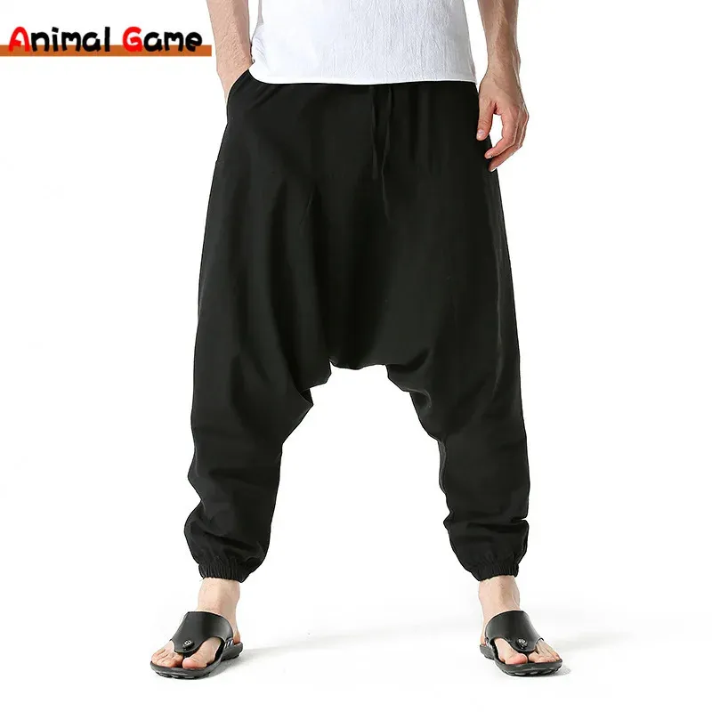 Mężczyźni Hiphop Harem Pants workowate swobodne joga luźna kropla krocza spodni 230226