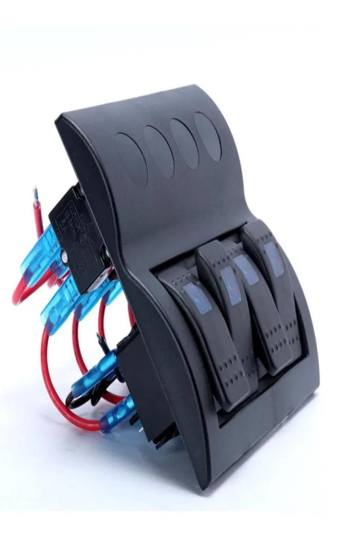 4ギャングロッカーブレーカースイッチパネル12V24V 3P 1LED for Marine Boat3825926