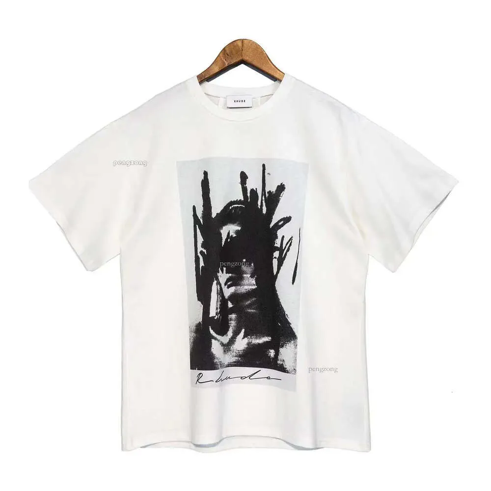 Rhude Tshirt Designer Mens T-shirt Tide stampato Tee Uomo Donna Girocollo Manica corta Tshirt Casual Allentato Moda High Street Hip Hop Top alla moda 980