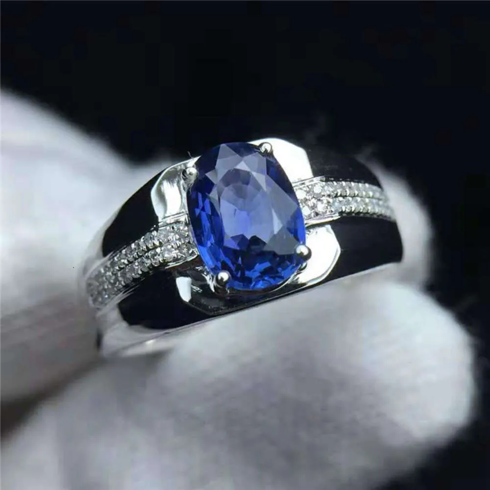 Hot Selling Golden Supplier Big 18k Gold Blue Sapphire Ring for Men