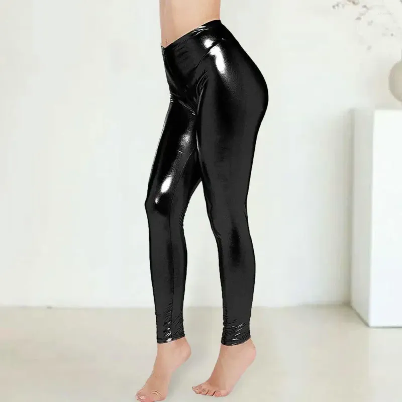 Pantalon femme coupe ample taille haute Faux cuir slim pour femmes respirant contrôle du ventre longueur cheville pantalon Club fête