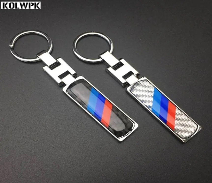 1st Ny kolfibermetallbil M Power Key Ring KeyChain för BMW E46 E39 E60 F30 E90 F10 E36 X5 E30 E34 Nyckelfall Nyckel Holder9911906