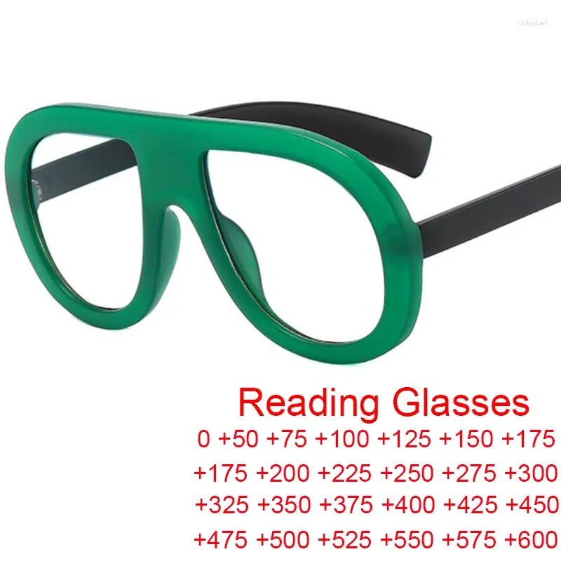 Sunglasses Oversized Reading Glasses For Women 2024 Fashion Candy Colors Blue Light Filter Eyeglasses Large Green Pilot Frames