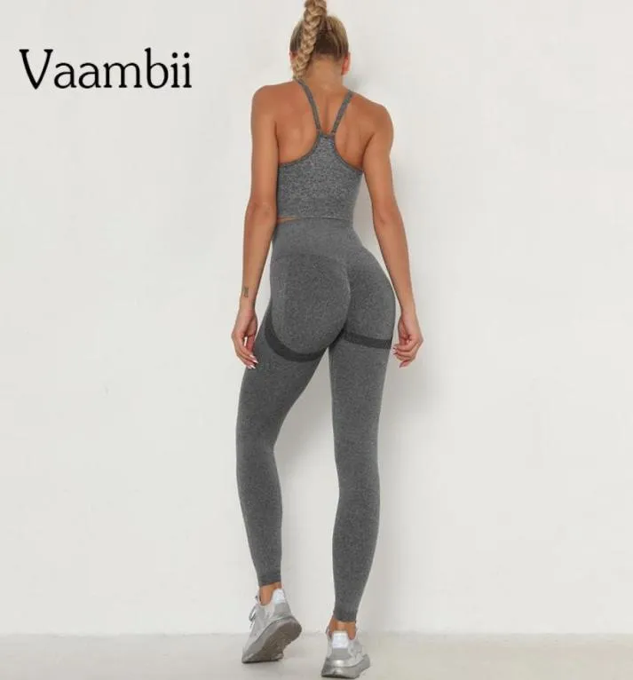 Sömlös sportbh och leggings set Womans 2 Piece Leggings and Top Sporty Work Out Active Set Ladies Running Training wear274263