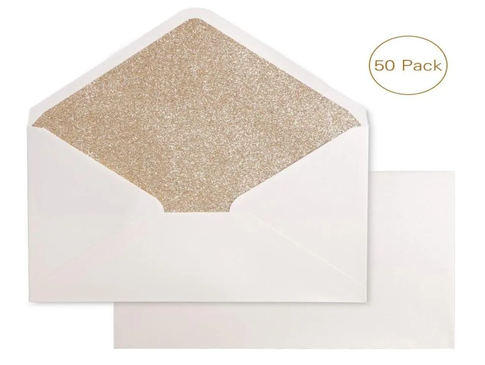 Envelopes A7 com glitter dourado 525 x 75 polegadas com fita adesiva autovedante perfeito para casamentos 5039039x7039039 Inv7620292