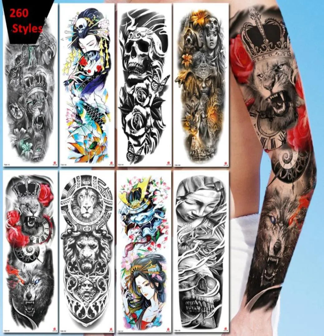 300 estilos de mangas completas tatuajes temporales 3d pegatina de tatuaje impermeable arte corporal pegatinas para brazo 4817cm7120680