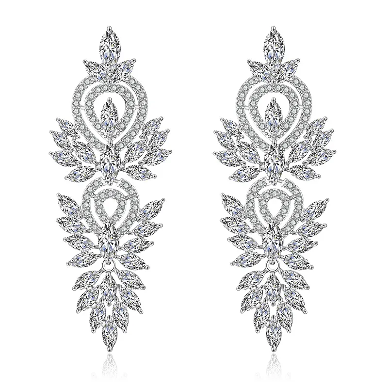 Wholesale long atmospheric European and American fashion court earrings Baroque full diamond earrings