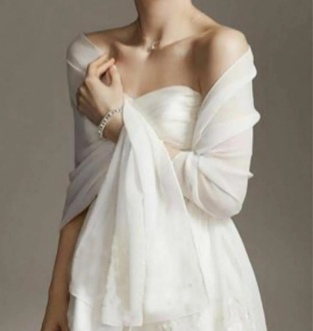 Günstige 2019 Chiffon Braut Wrap Hochzeit Schal Schal Cover Up Lange Achselzucken für Hochzeitskleidung Günstige 3881627