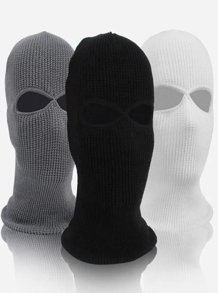 Beanies unisex 2hole stickad skidmask balaclava hatt vinter fast färg full ansikte täcker nacke gaiter utomhus vindtät mössa cap17521853