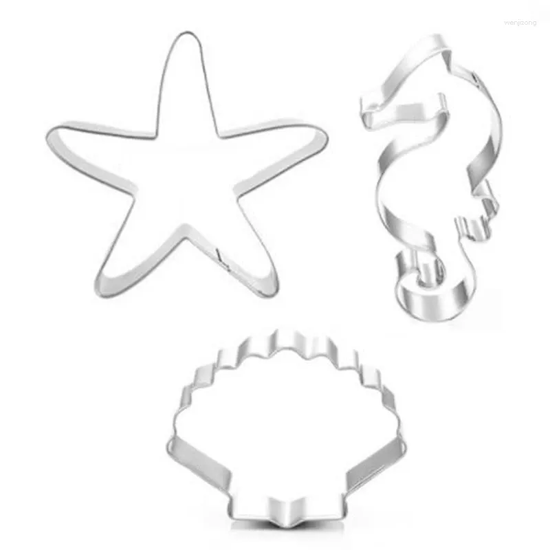 Bakning formar 3-delad Seahorse Starfish Shell Biscuit Mold Birthday Party Decoration Diy Tools