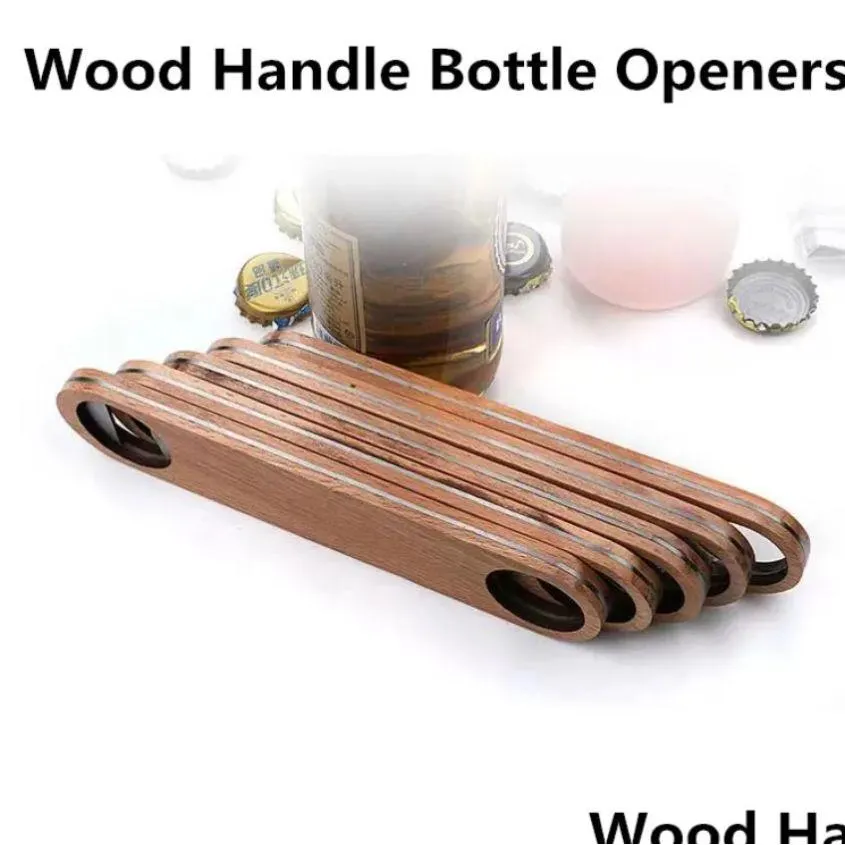 Openers Wood Handle Bottle Bar Blade Beer Opener Vintage Wooden Stainless Steel Bartender Fy4527 Drop Delivery Home Garden Kitchen Di Dh8Ao
