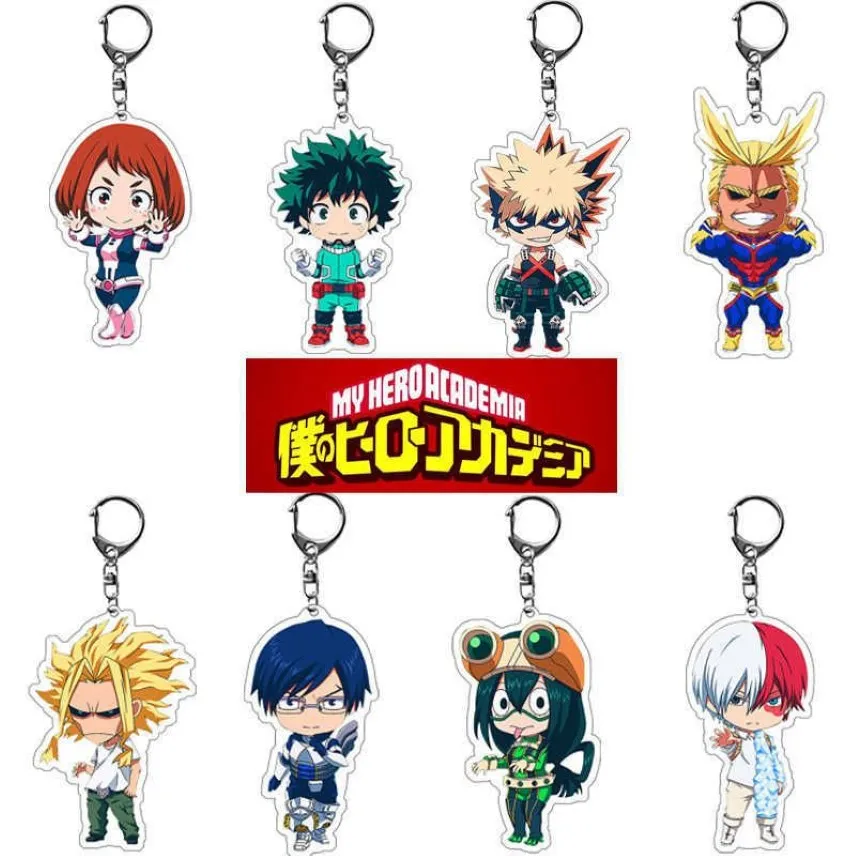 20 pz / lotto My Hero Academia Portachiavi Acrilico Anime Izuku Bakugou Katsuki Todoroki Così Figura Ciondolo Portachiavi Gioielli Intero H0258i