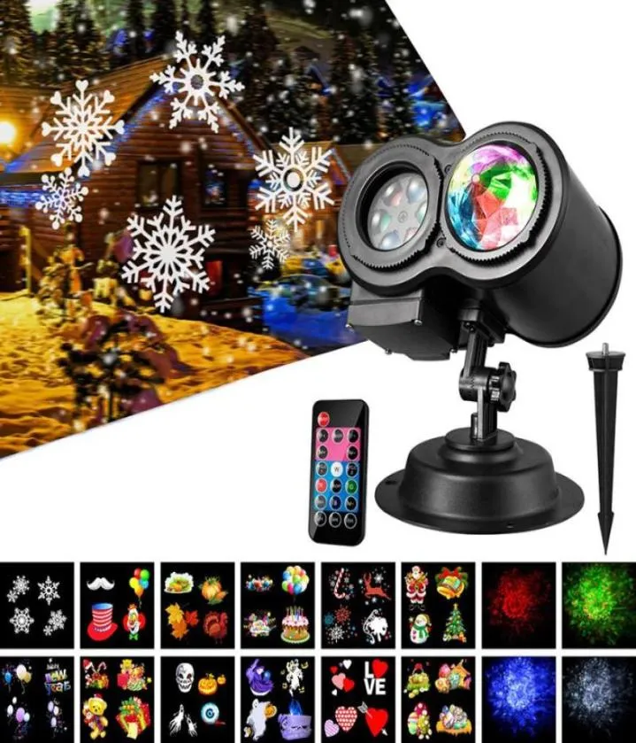 Effekter 12 Slides Ocean Wave Snowflake Christmas Projector Lights Waterproof Outdoor Laser Year Party LED STADE Light9849663