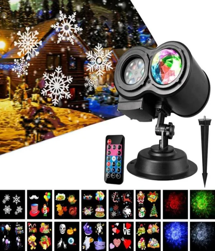 Effecten 12 Slides Ocean Wave Sneeuwvlok Kerst Projector Verlichting Waterdichte Outdoor Laser Jaar Party LED Podium Licht9849663