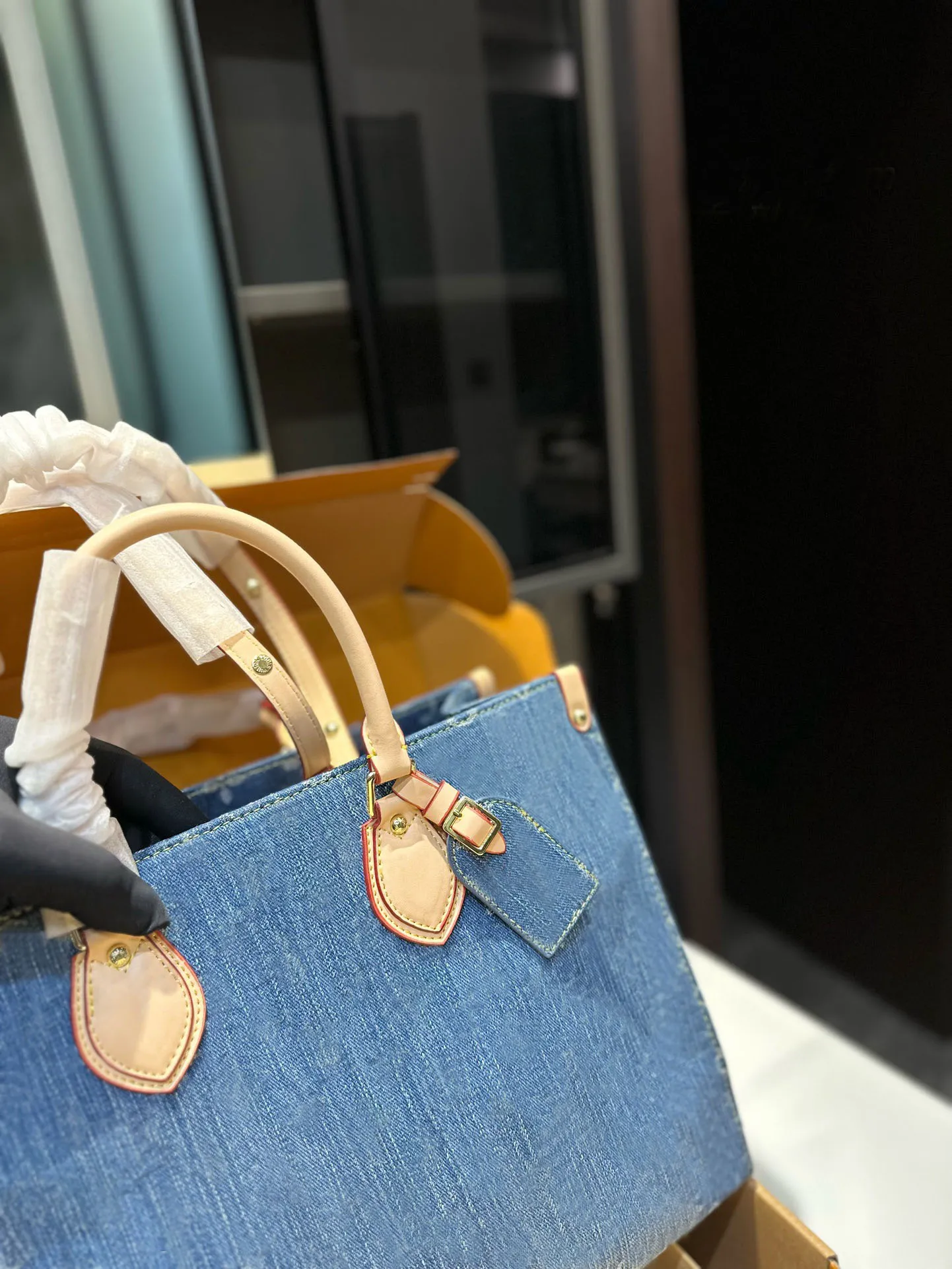 Denim Designer Tote Bag Stylish Crossbody Handbag For