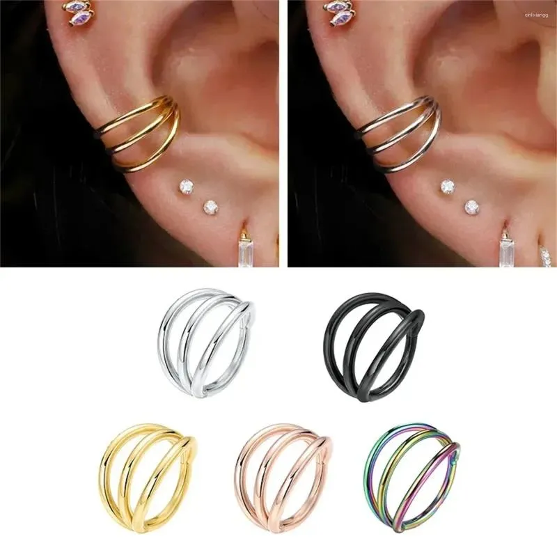 Brincos traseiros 1 peça de aço inoxidável, 3 camadas articuladas para mulheres, homens, septo, nariz, daith, cartilagem, tragus, joias de piercing