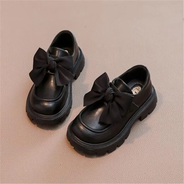 봄 가을 어린이 신발 캐주얼 스니커즈 통기성 로퍼 패션 보우 매듭 유아 소녀 가죽 신발