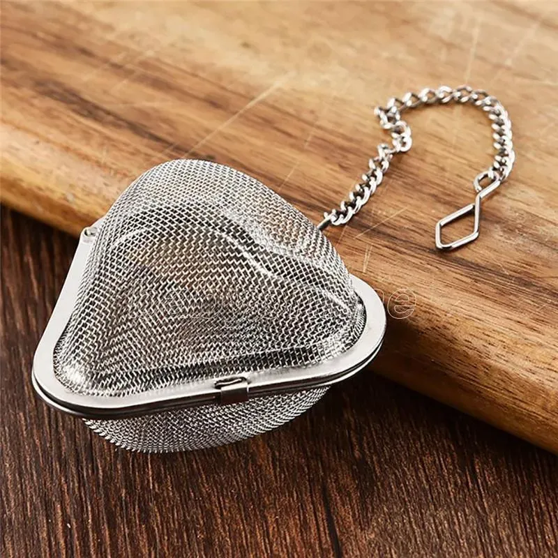 Rostfritt stål te -sillåsning krydda mesh infuser te bollfilter för tekanna hjärtform te infuser FY5112 0304