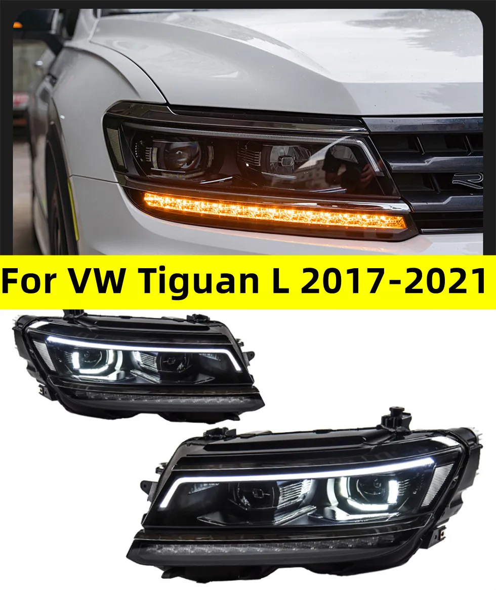 Faróis de carro para vw tiguan l 20 17-20 21 luzes principais estilo u lente led drl fluxo turn signal head lamp accembly