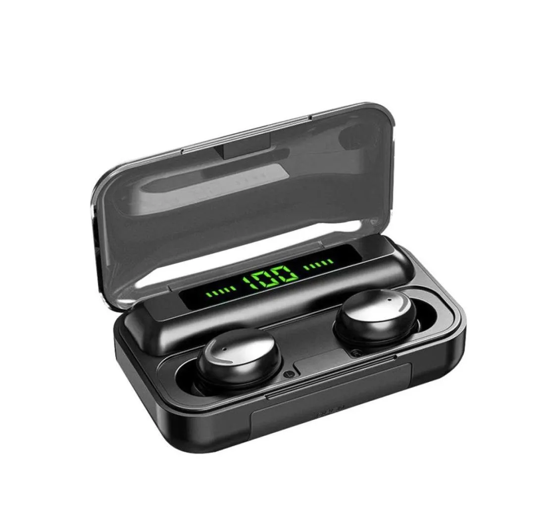 F9 TWS Bluetooth hörlurar trådlösa hörlurar 2200mAh laddningslåda sportvattentäta öronsnäckor för smartphones8909292