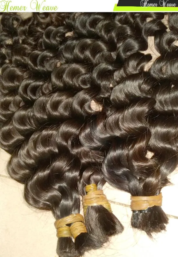 100 Virgin Indian trenzado crochet a granel Cabello humano Suelto Onda profunda rizado 300glot Paquetes completos Hermana Comprar Many3427832