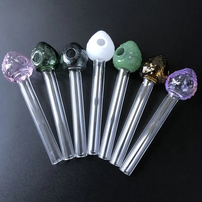 Mini Glass Pipes Strawberry Smoking Hand Pipe Straight Tube Glass Pyrex Oil Burner Pipes For Tobacco Smoking SW42