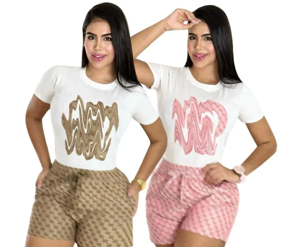 مصممة للسيدات المسارات 2024 جديدة قصيرة الأكمام G T-Shirt Print G Pitch Two Pitch Set Set Women’s Set