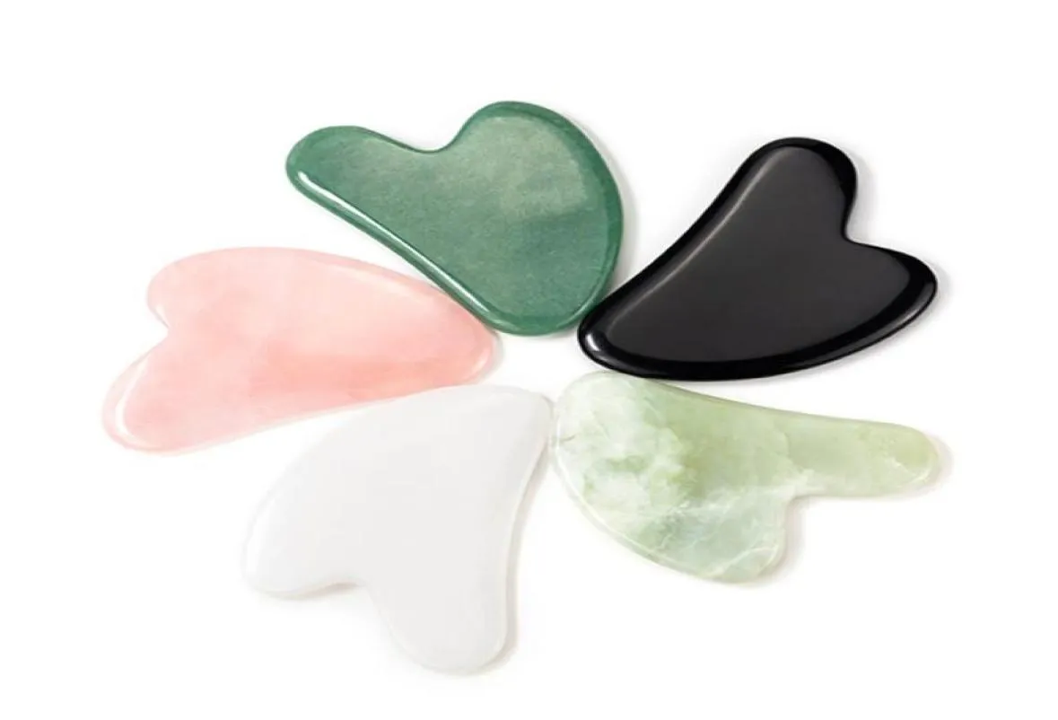 Planche de Jade Guasha en Quartz Rose vert blanc violet, grattoir en pierre naturelle Rose, outils Gua Sha pour le visage, le cou et le dos du corps, outil de santé 6268478