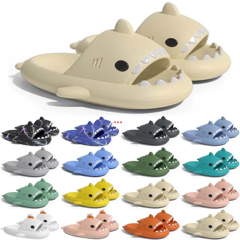 Gratis fraktdesigner Shark Slides Sandal Sandvar Svischer för män Kvinnor Gai Sandals Slide Pantoufle Mules Mens Slippers Trainers Gif Flip Flops Sandles Color9