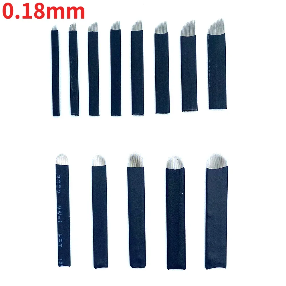 Needles 100pcs 0.18mm Lamina Tebori Flex Microblading 12 14 16 18 U shape Tattoo needles for Permanente makeup Eyebrow Blades Manual pen