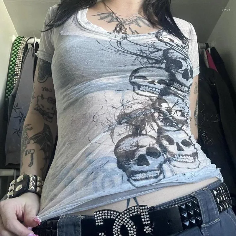 Y2K E-girl Graphic Tees: Trendy Womens T-Shirts - Gothic