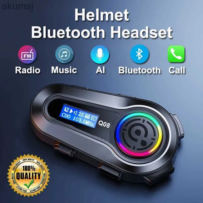 携帯電話イヤホンバイクヘルメットワイヤレスBluetoothヘッドセットスマートボイスインタラクションモットローズハンドフリーコールミュージックイヤホンwith Radio YQ240304