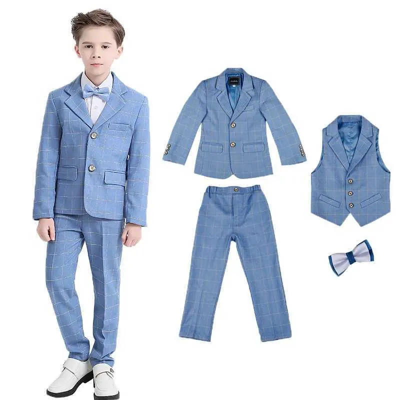 Костюмы для мальчиков формальный свадебный костюм Kidsplaid Blazer Set Set Day Day Photography Suit