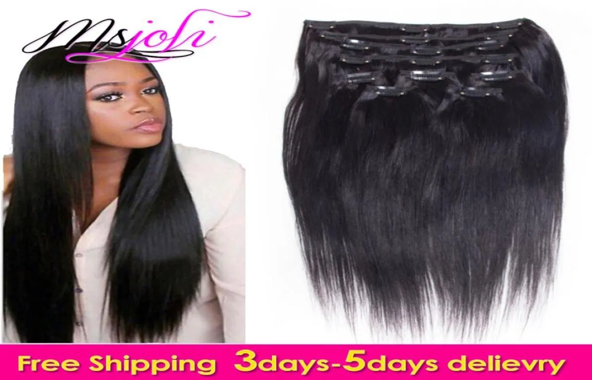 9A Indian Virgin Human Hair Clip In Extension Straight Full Head Natural Color 7Pcslot 1228 Inches From Ms Joli6484984