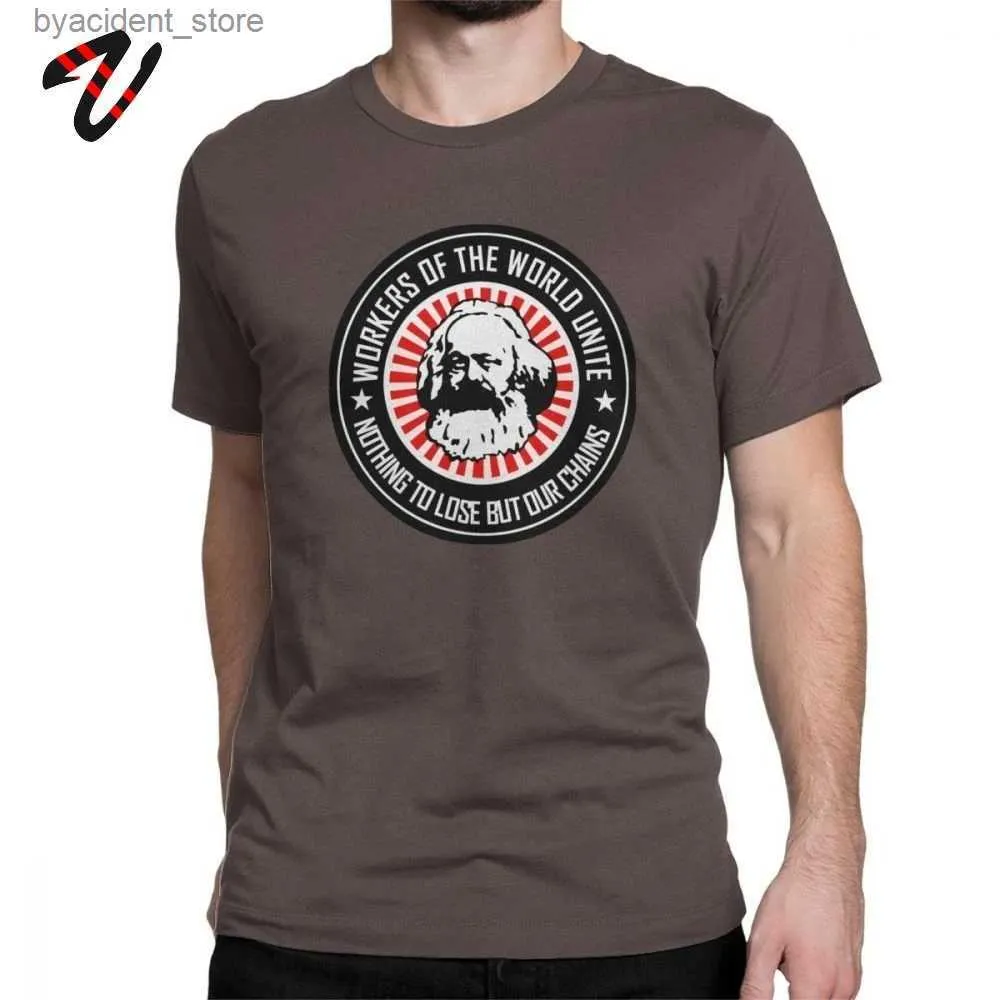 T-shirts pour hommes Karl Marx Les travailleurs unissent les hommes T-shirts T-shirts drôles Tops Communisme Marxisme Socialisme T-shirt Original L240304