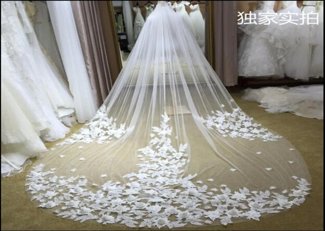 3M Court Tulle Wedding Veils One Layer نفس اللون مثل الصورة ثلاثية الأزهار الاصطناعية الحجاب الزفاف 1431711