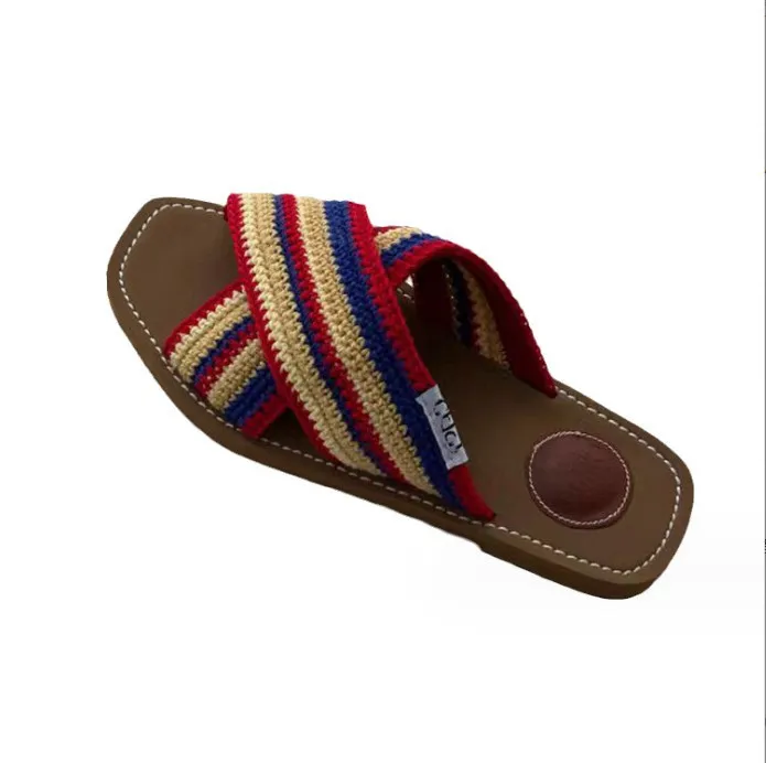 Sandali Estivi Da Donna Intrecciati In Treve Arcobaleno, Infradito