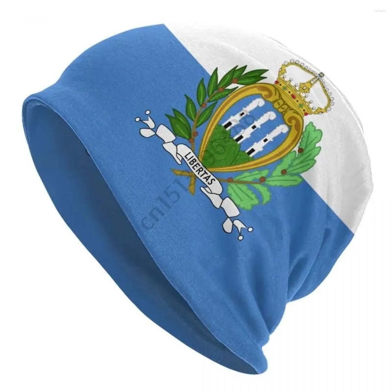 Bérets Saint-Marin Drapeau Bonnet Bonnet Tricot Chapeaux Hommes Femmes Cool Unisexe Adulte Hiver Chaud Skullies Bonnets Casquette