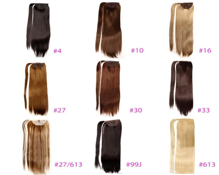 Greatremy 22 Zoll lange, gerade Wickel-Pferdeschwanzverlängerung, synthetische Haarteile für Mädchen, 10 Farben 101627276133033469629505