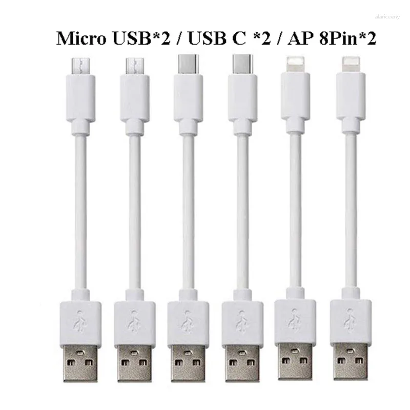 Câble court blanc Micro USB type C 25CM, cordon de Charge pour Iphone Android 2A, Charge rapide, Station de Charge pour téléphone portable