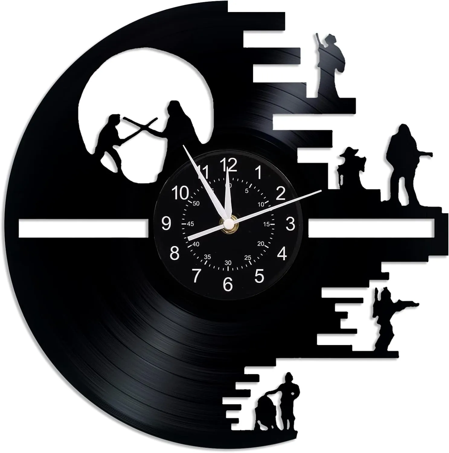 ZK20 SWARS Falcon Wall Clocks Wars Gifts for Men Women ، موضوع فيلم الخيال العلمي 12 بوصة ، هدايا ديكور سجلات فينيل الجمالية لعيد الميلاد ، عيد الهالوين ، عيد الميلاد