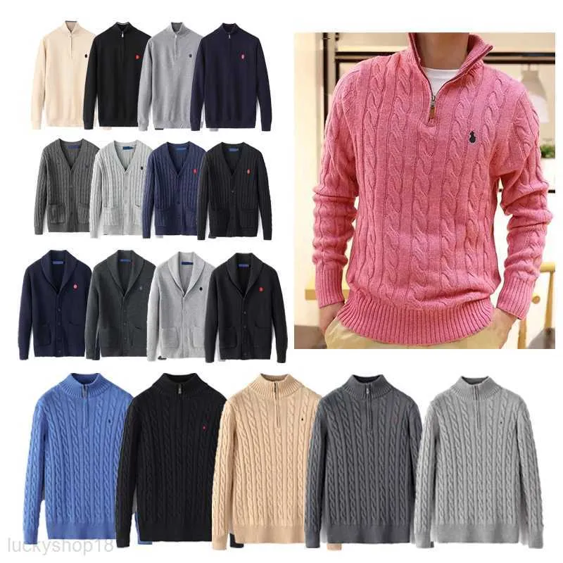 MENS KNITWEAR DESIGNER POLO Sweater Wool Ralphs Shirt Tjock Half Zip Turtleneck Warm Jumper Slim Knit Knit Lauren Jumper Brand Cotton Sweatshirt S-2XL