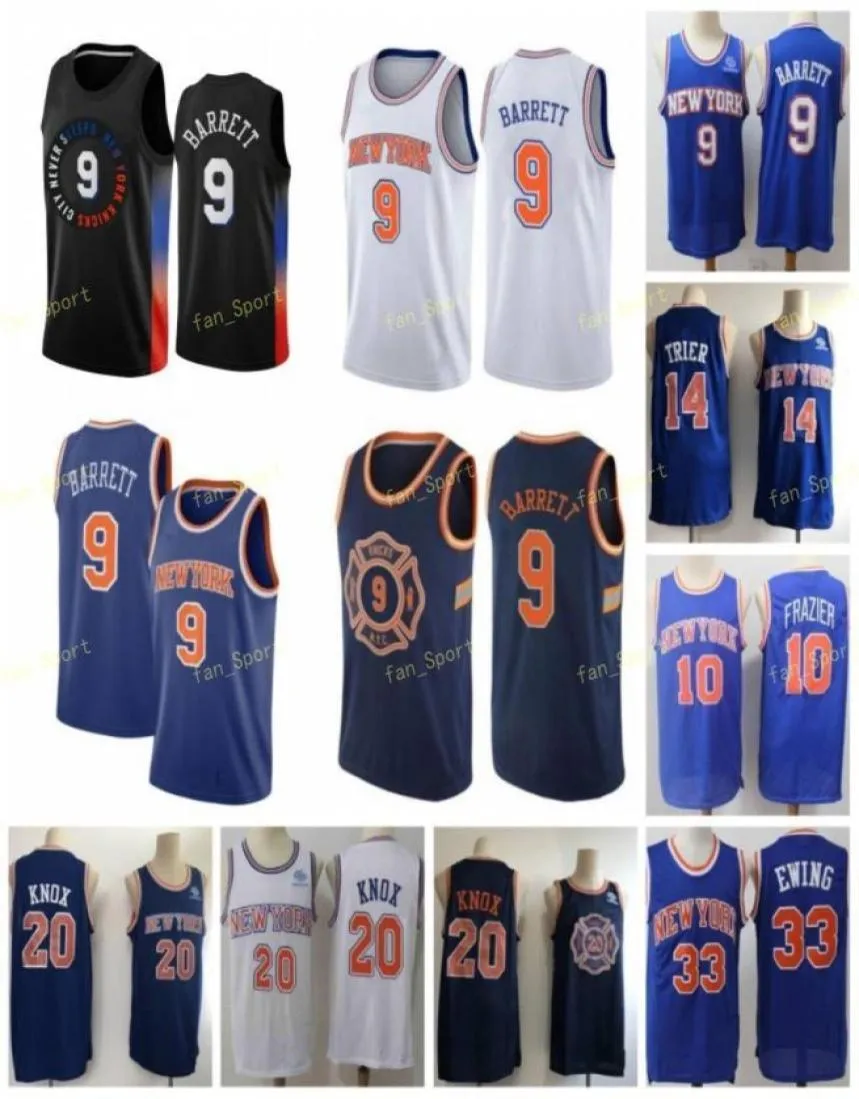 City Earned Edition RJ RJ 9 Barrett Basketball Jerseys Allonzo 14 Trier 20 Kevin Knox Patrick 33 Ewing Walt 10 Frazier Men Stitc6558936