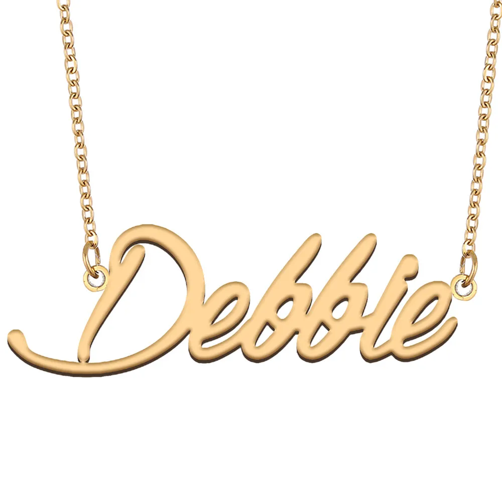 Debbie Name Necklace Pendant for Women Girls Birthday Gift Custom Nameplate Kids Best Friends Jewelry 18k Gold Plated Stainless Steel