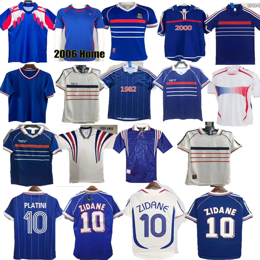 1998 French Classic Vintage Jersey 1982 84 86 88 90 98 00 04 06 ZIDANE soccer jerseys MAILLOT DE FOOT MBAPPE REZEGUET DESAILLY HENRY PLATINI Retro Men Football Kit