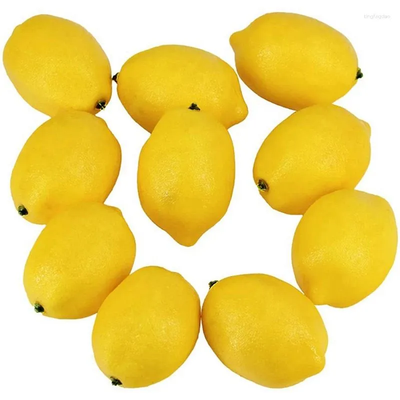 Decorative Flowers 60 Pcs Artificial Lemons Fake Faux Fruits In Yellow 3 Inch Long X 2 Wide