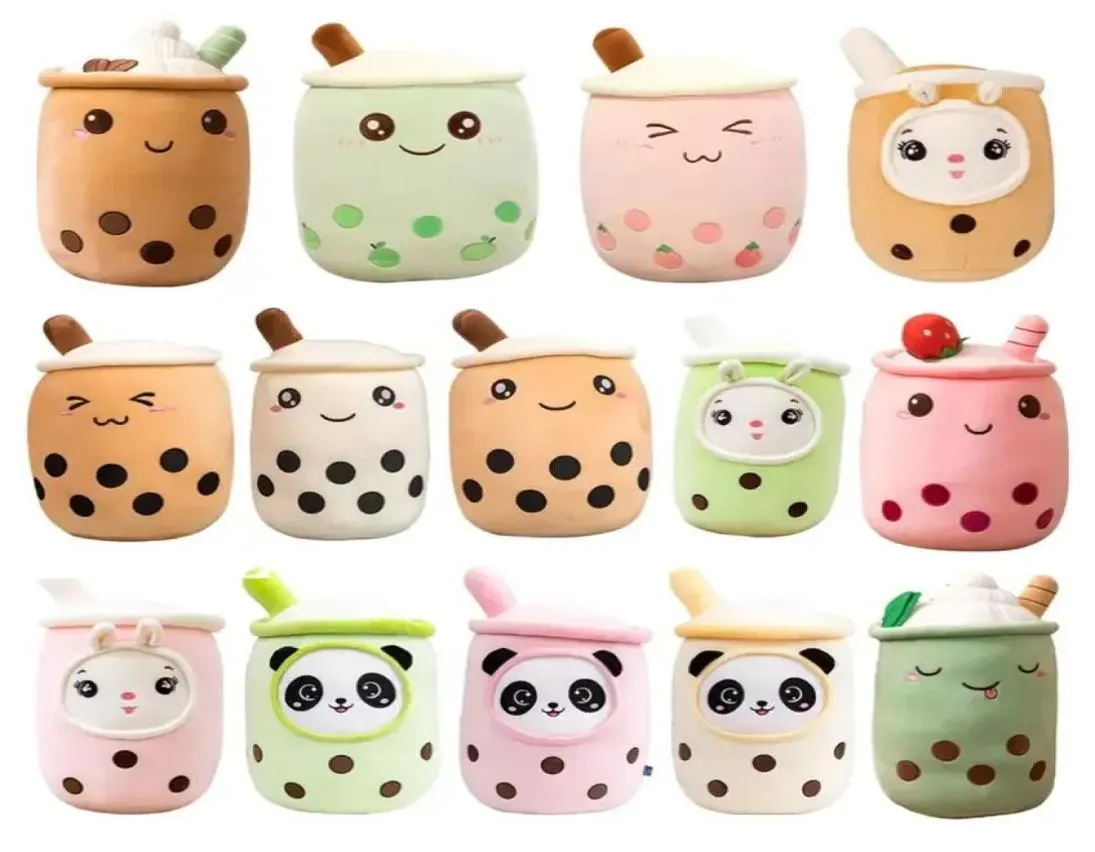 Kawaii Gevulde Pluche Dieren Klein Formaat Cartoon Bubble Tea Cup Peluche Speelgoed Zacht Kussen Aardbei Panda Melk Thee Kussen Baby Gif7509515