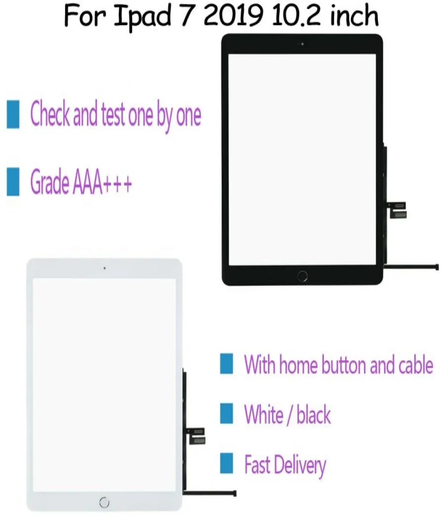 For iPad 7 102 inch A2197 A2200 A2198 Touch Screen Digitizer Glass Panel with home button and Adhesive Tape5275353